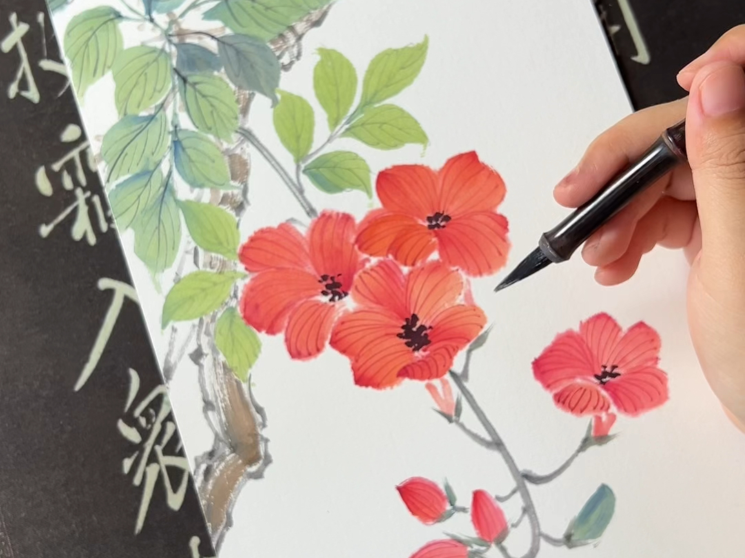 国画凌霄花教程,一起来画画吧
