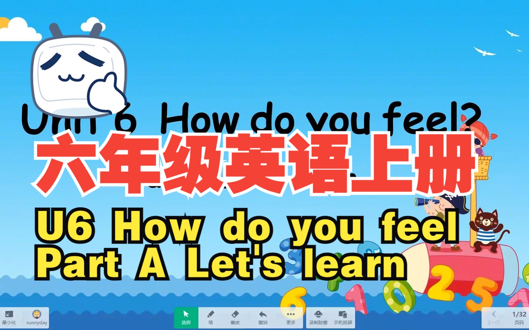 [图]PEP六年级英语上册 Unit 6 How do you feel  A Let's learn