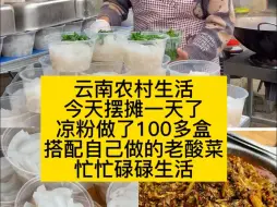 Tải video: 云南农村生活今天摆摊一天了凉粉做了100多盒搭配自己做的老酸菜忙忙碌碌生活