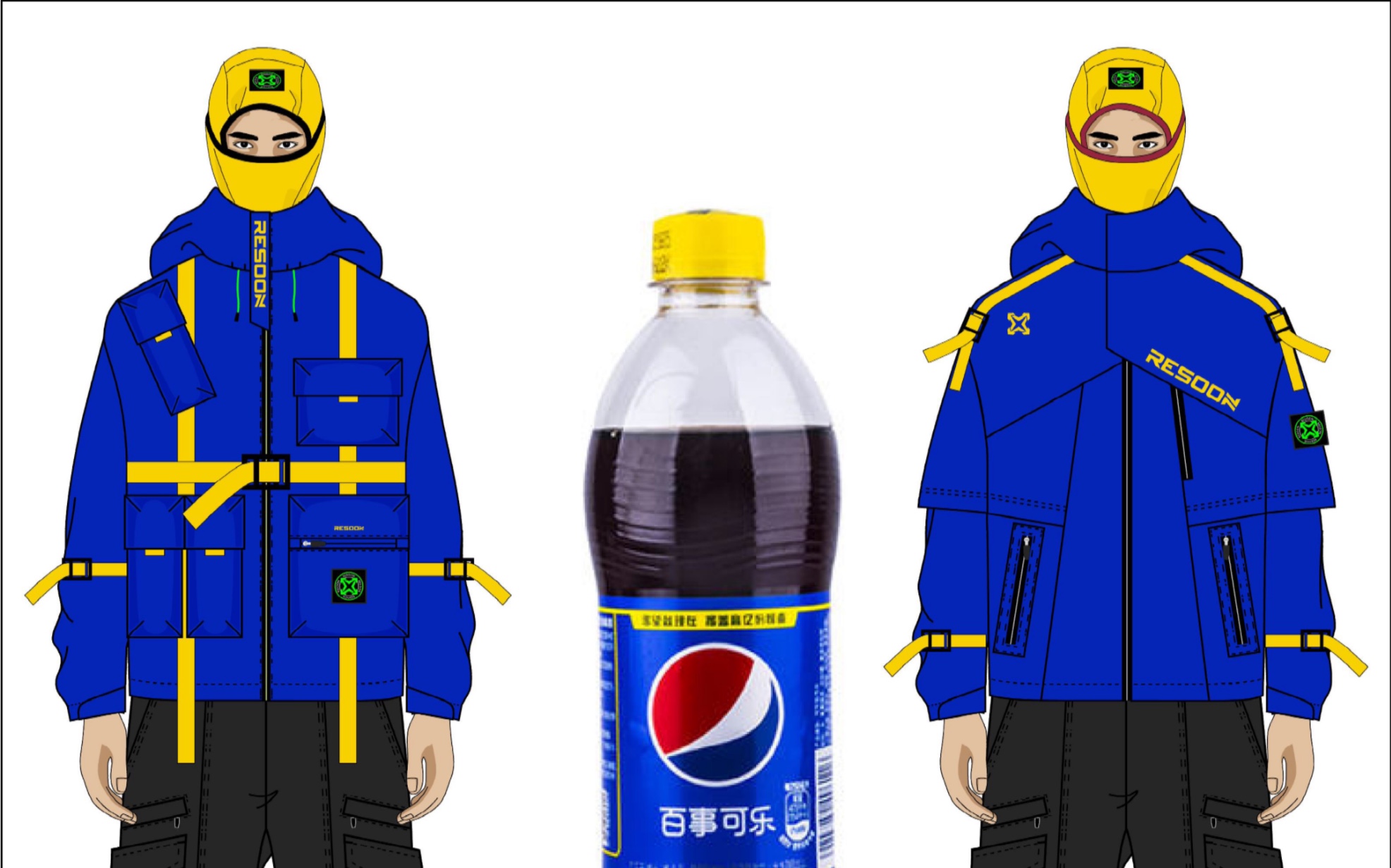 老板给我一瓶百事和芬达后,我给他弄了两套冲锋衣加工装裤