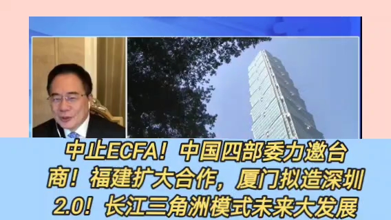 蔡正元:中止ECFA!中国四部委力邀台商!福建扩大合作,厦门拟造深圳2.0!长江三角洲模式未来大发展!哔哩哔哩bilibili