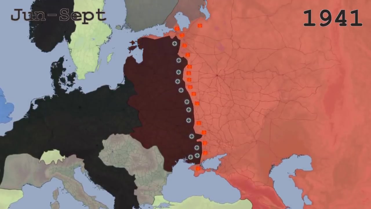第二次世界大战东欧战线局势变化示意