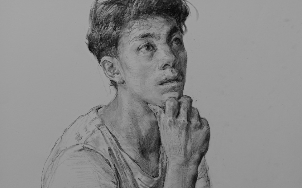 活动作品素描半身像思想者有原速