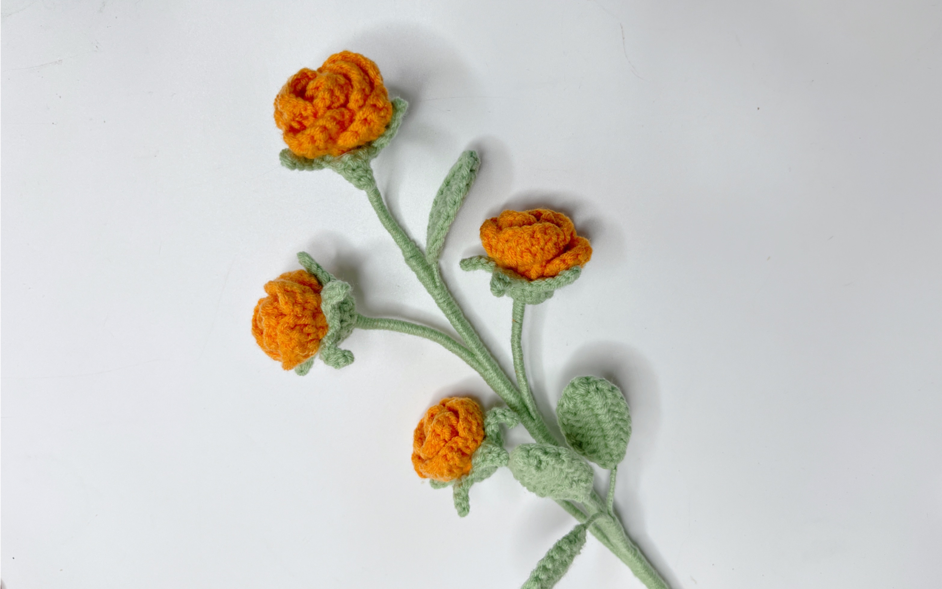 宝贝琳手作-钩针毛线编织混搭花束多头玫瑰花教程