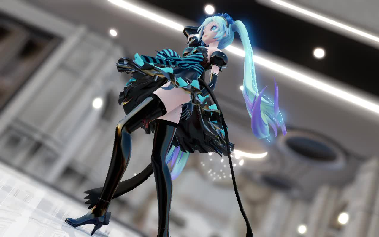 【mmd】pink cat【miku】冬日里的皮衣皮裤2333