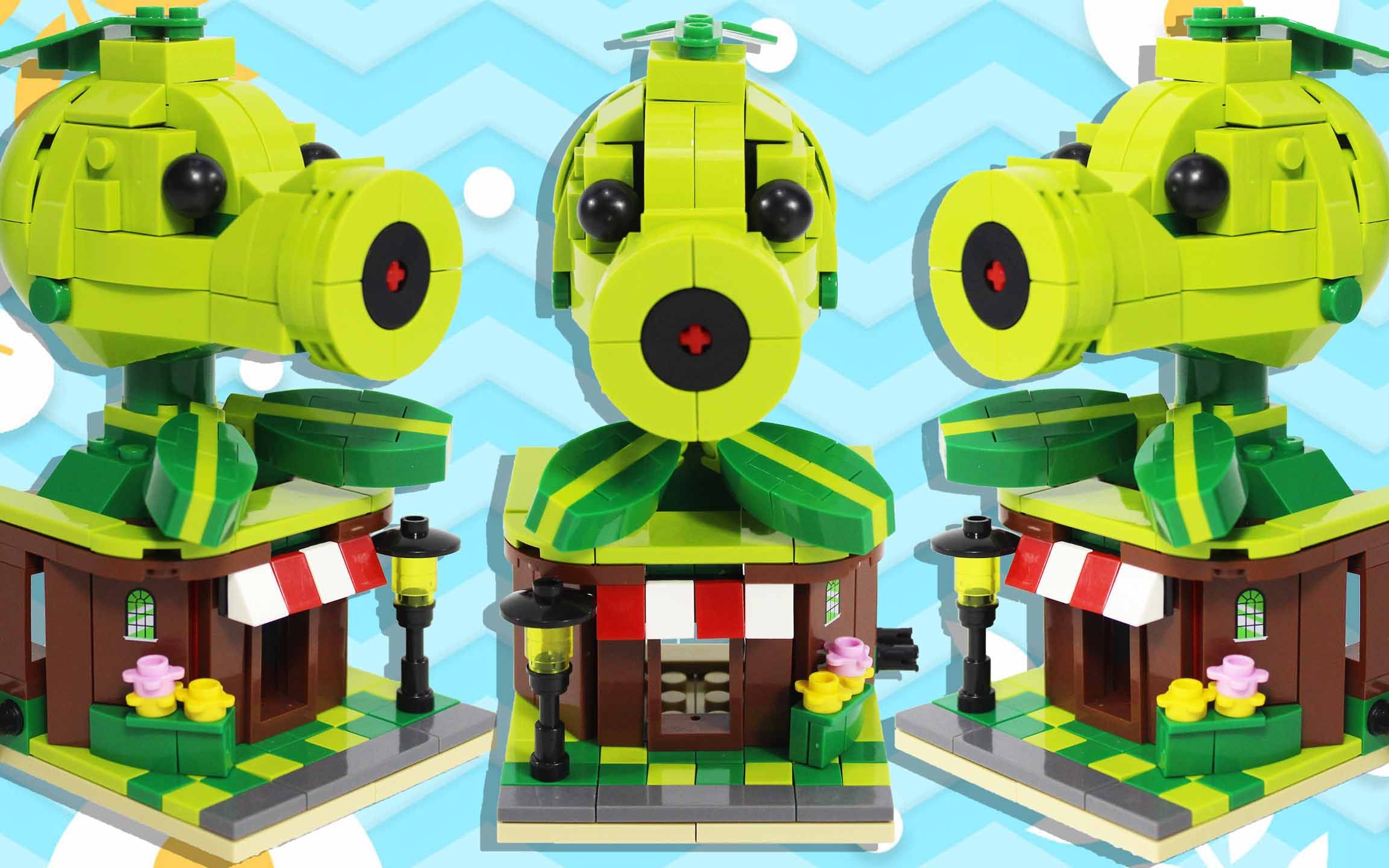 植物大战僵尸2积木商店系列 豌豆射手咖啡店 鳕鱼乐园