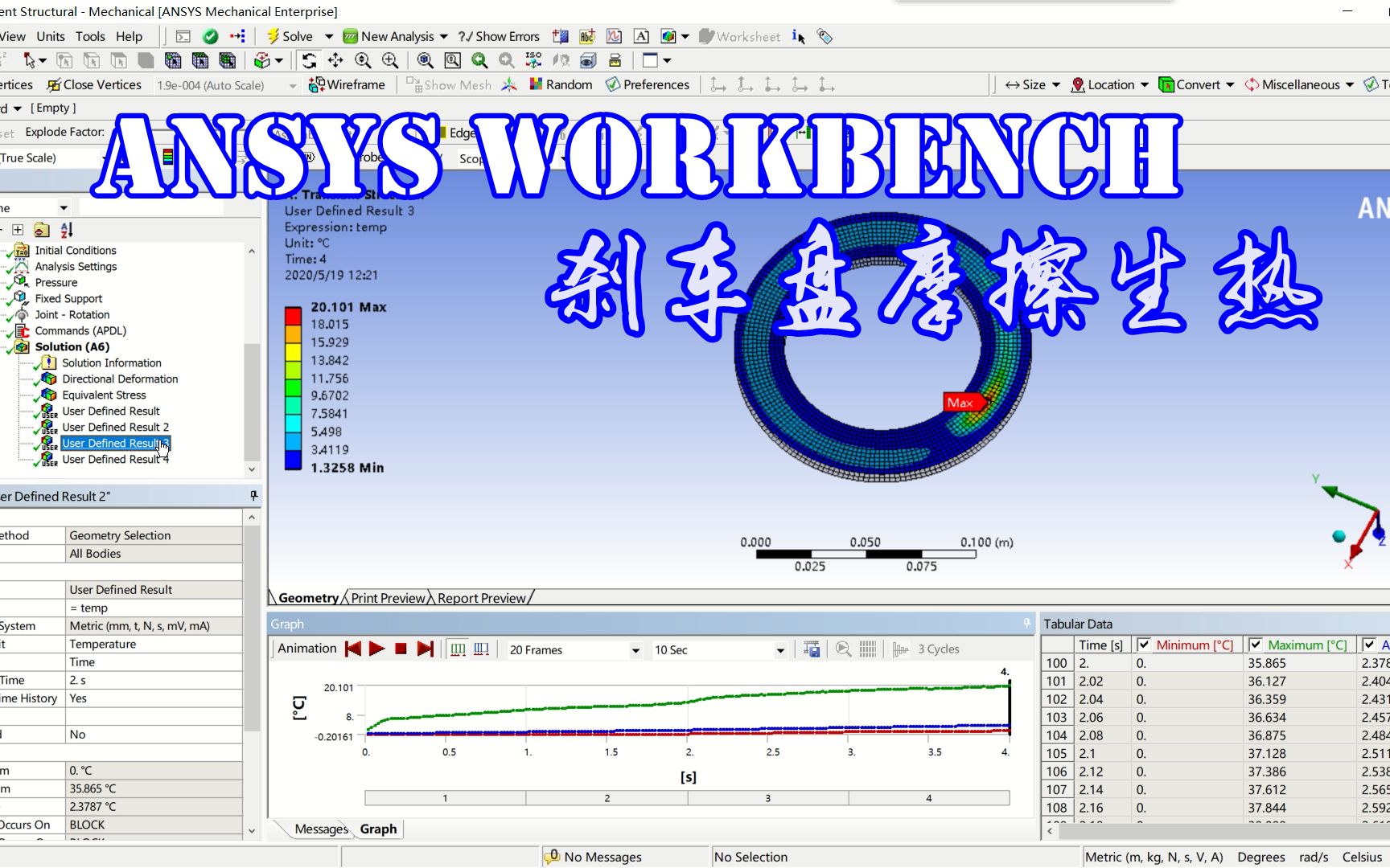 【结构热耦合】Ansys Workbench 刹车盘摩擦生热哔哩哔哩bilibili