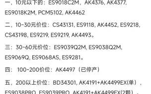 下载视频: 耳放解码dac芯片信息！我的行业经验的观点：小尾巴不推荐超过20元的，便携耳放不推超过200的，图片内容转至知乎