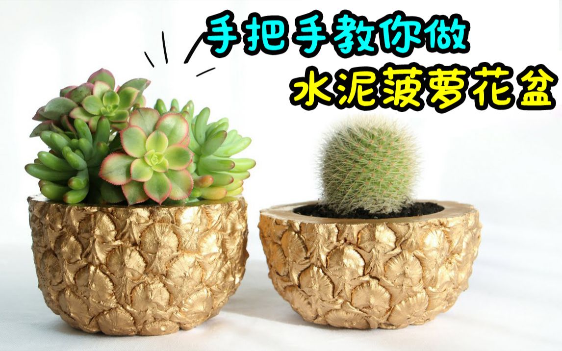 【油管】手把手教你制作水泥菠萝花盆