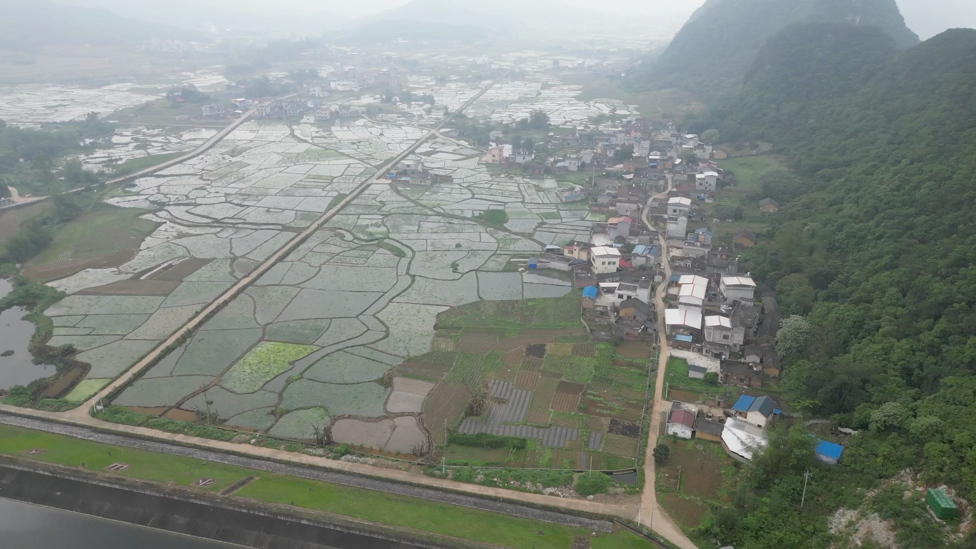 240411绕柳城大岩山起飞02,二塘小山水库哔哩哔哩bilibili