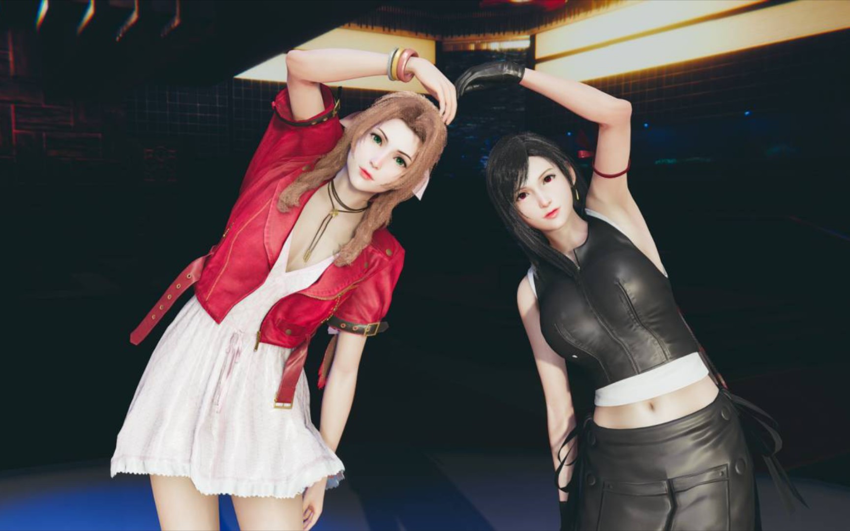 (最终幻想7/固定机位/mmd)蒂法爱丽丝:竟然发布钢管舞跳舞任务,我记住