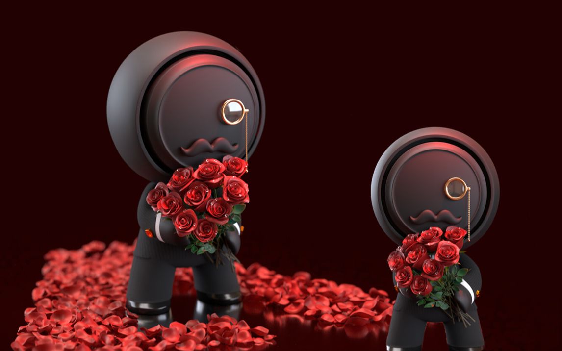 【3dmax建模】q版小人儿捧着玫瑰花,这就是建模人的浪漫
