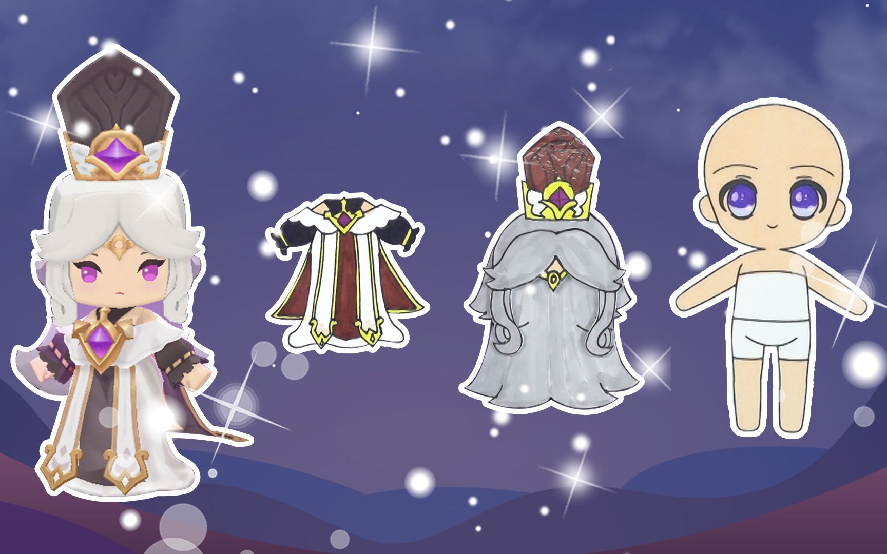 手工纸娃娃玩具:纸娃娃装扮,《迷你斗罗大陆》比比东装扮