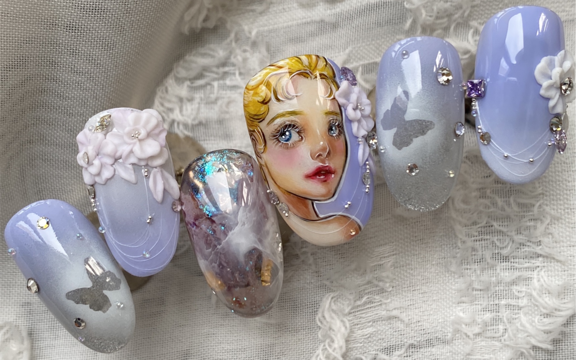 原创手绘动漫人物美甲,创作不易临摹标明出处