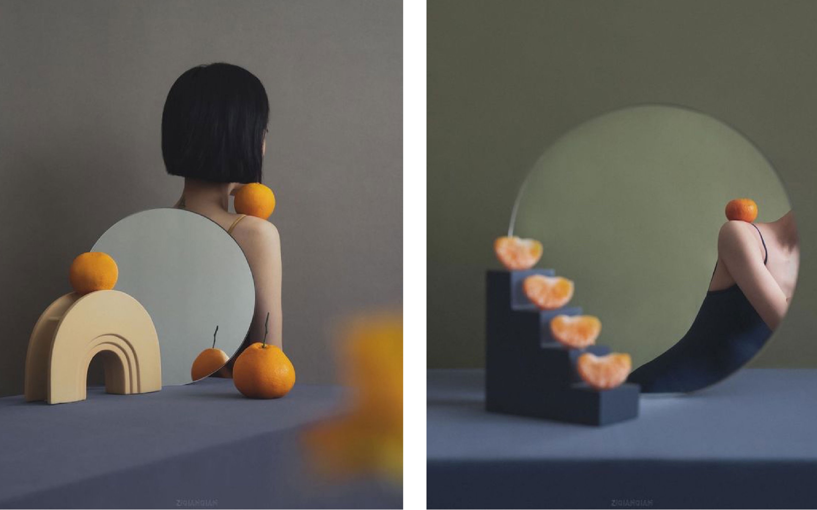 「睡前提高审美」摄影师的自拍-身体几何镜像与鲜花 | 刘子千 |_哔哩