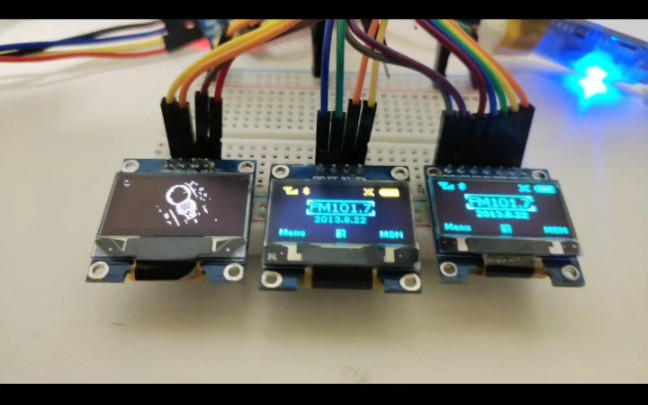 [图]STM32F103C8T6+多屏 OLED 太空人 动画 两路软件模拟 IIC,一路硬件 SPI