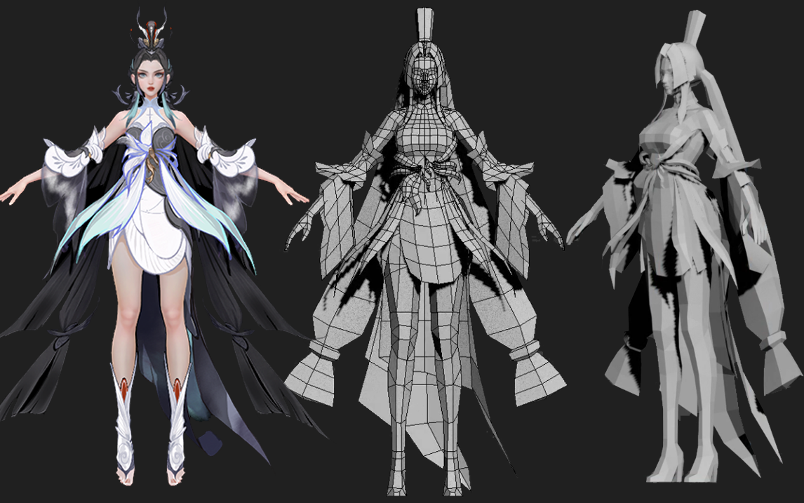 3dmax角色建模教程:王者荣耀大乔皮肤"白鹤梁神女"全身模型制作教学