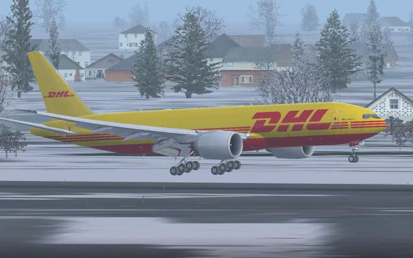 fsx dhl777貨機 冬季降落紐約肯尼迪機場22l跑道