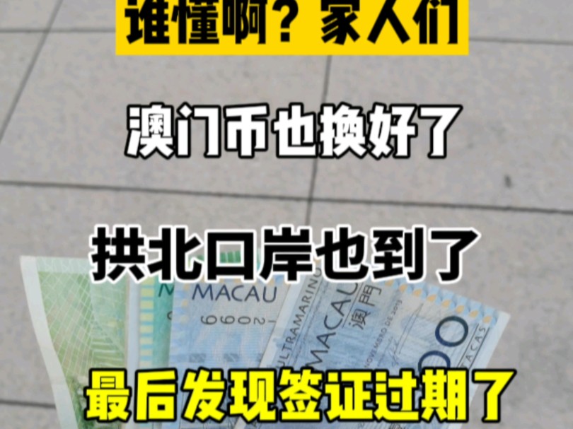 我应该是今年最搞笑的澳门通关者了吧?葡币也换好了,拱北口岸也到了最后通关的时候,发现签证过期了!𐟘‚哔哩哔哩bilibili