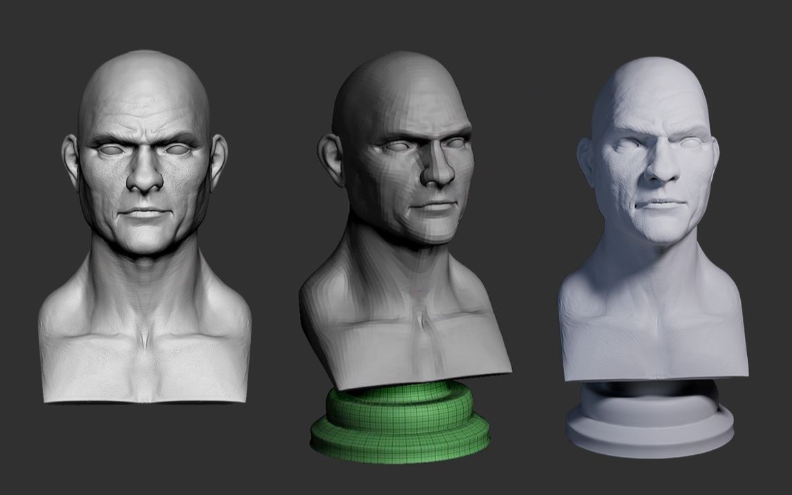 【zbrush教程】人头雕刻完整精品案例教学,zb面部骨骼肌肉纹理雕刻