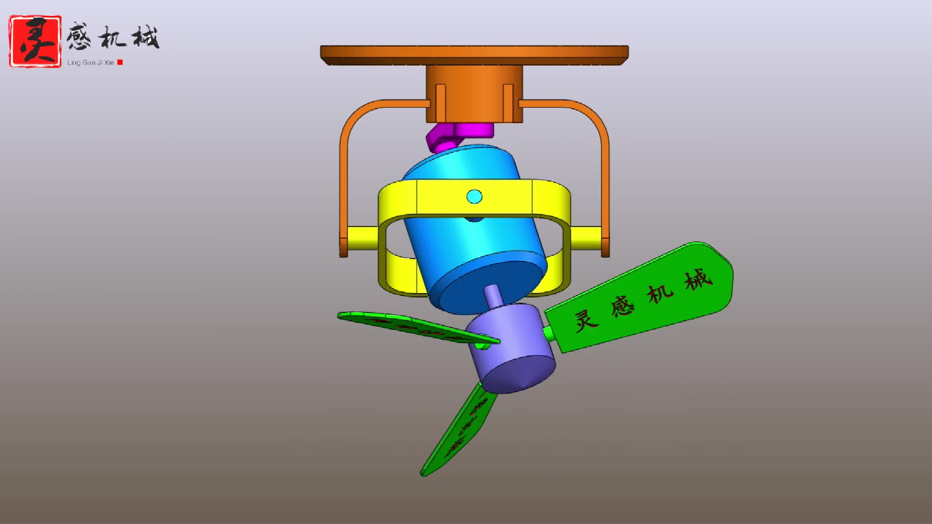 吊顶的360度旋转风扇结构很多地方都用着这种结构