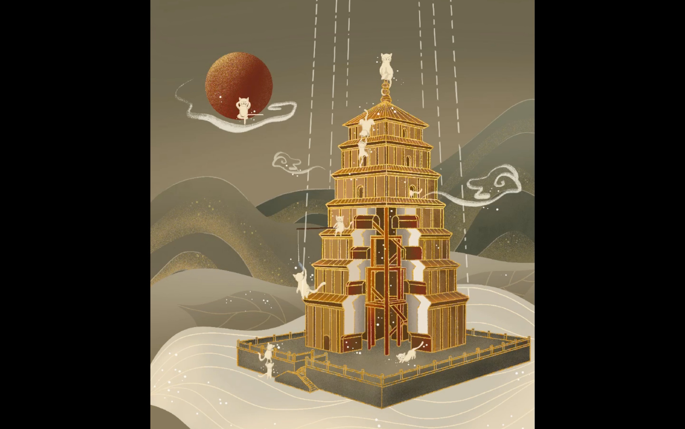 procreate插画——建筑穿墙透视之烂怂大雁塔_哔哩哔哩_bilibili