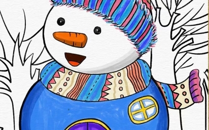 儿童创意画大雪