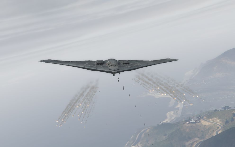 gta5 疯狂空袭!b2轰炸机大机动动作突击圣洛都!疯狂轰炸boom!boom!
