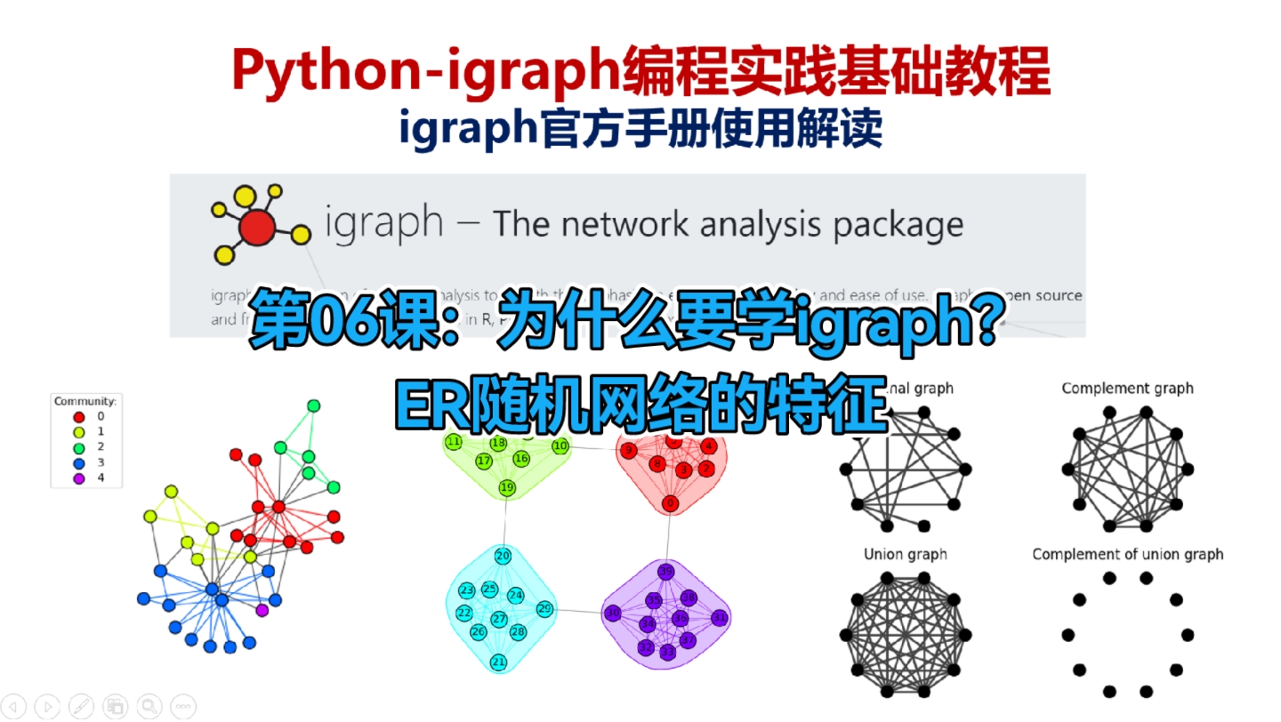 pythonigraph编程实践基础教程第06课:为什么要学igraph?ER随机网络的特征哔哩哔哩bilibili