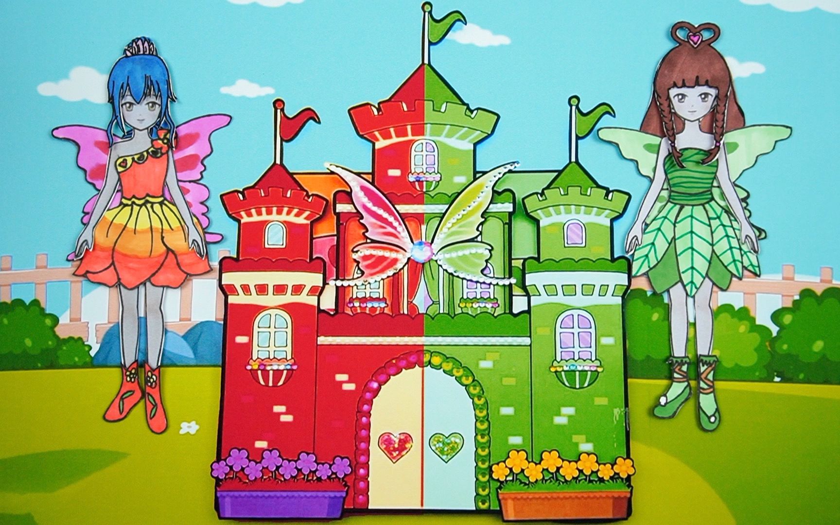 叶罗丽王默和陈思思发现精灵城堡,制作纸娃娃鲜花绿叶精灵装