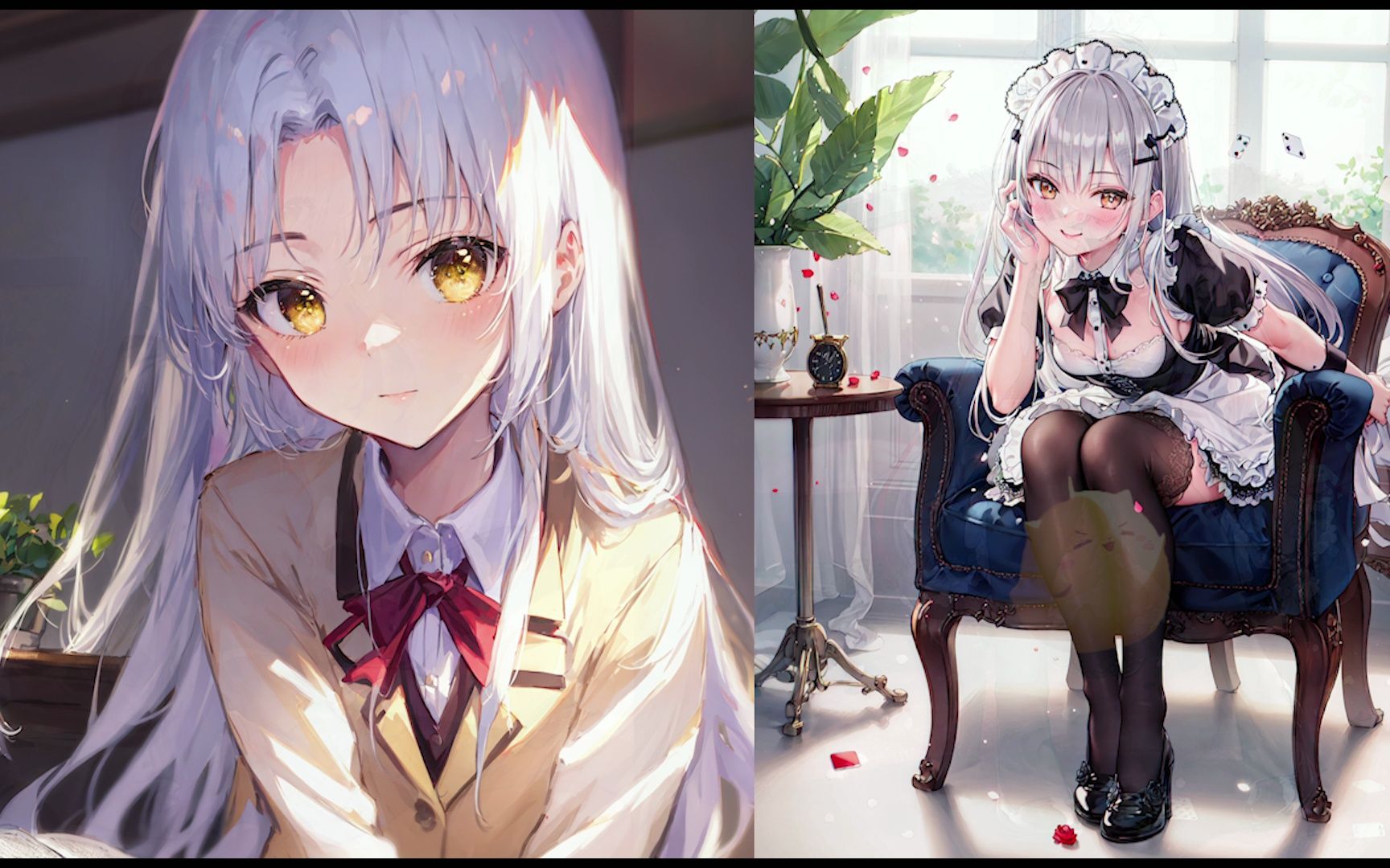 妖精女仆兰斯洛特和立华奏,白毛控狂喜?[ai绘]