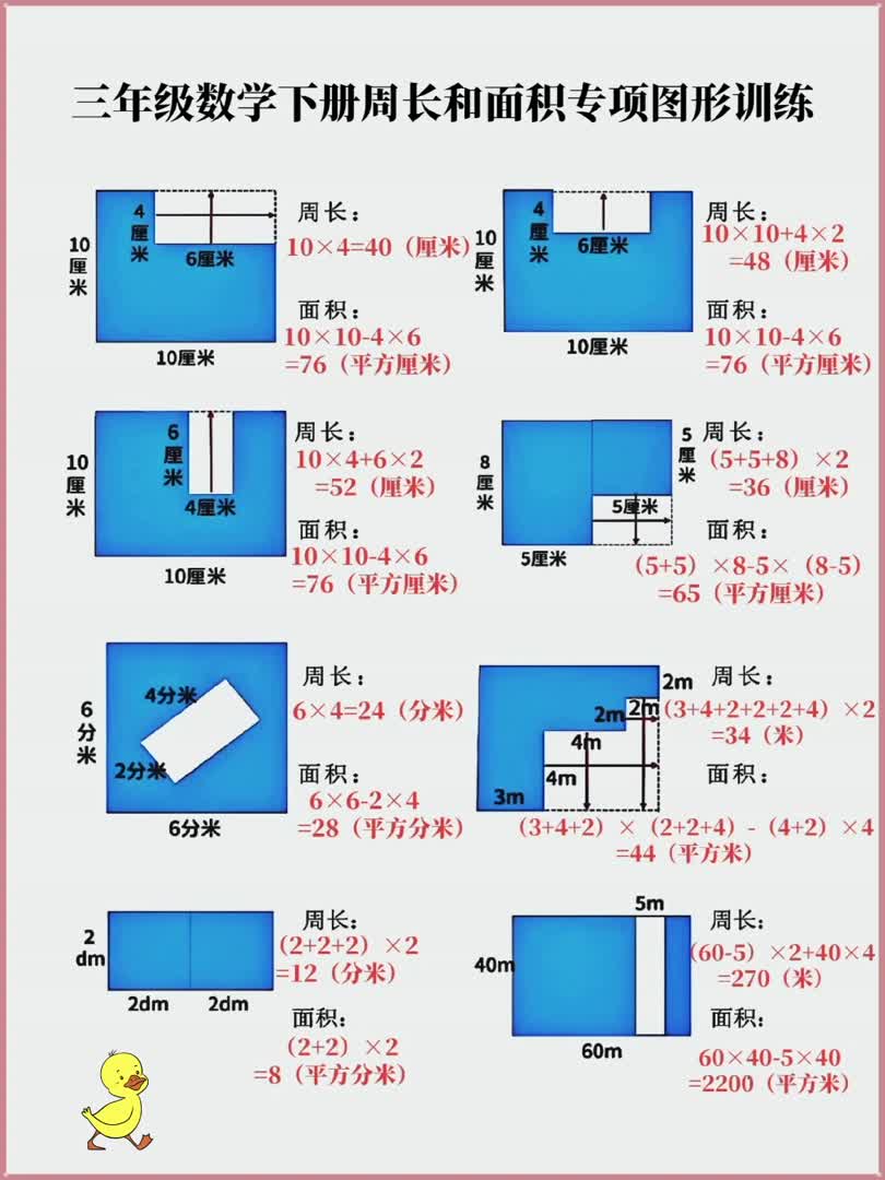 三年级下册数学周长面积专项易错应用题汇总哔哩哔哩bilibili