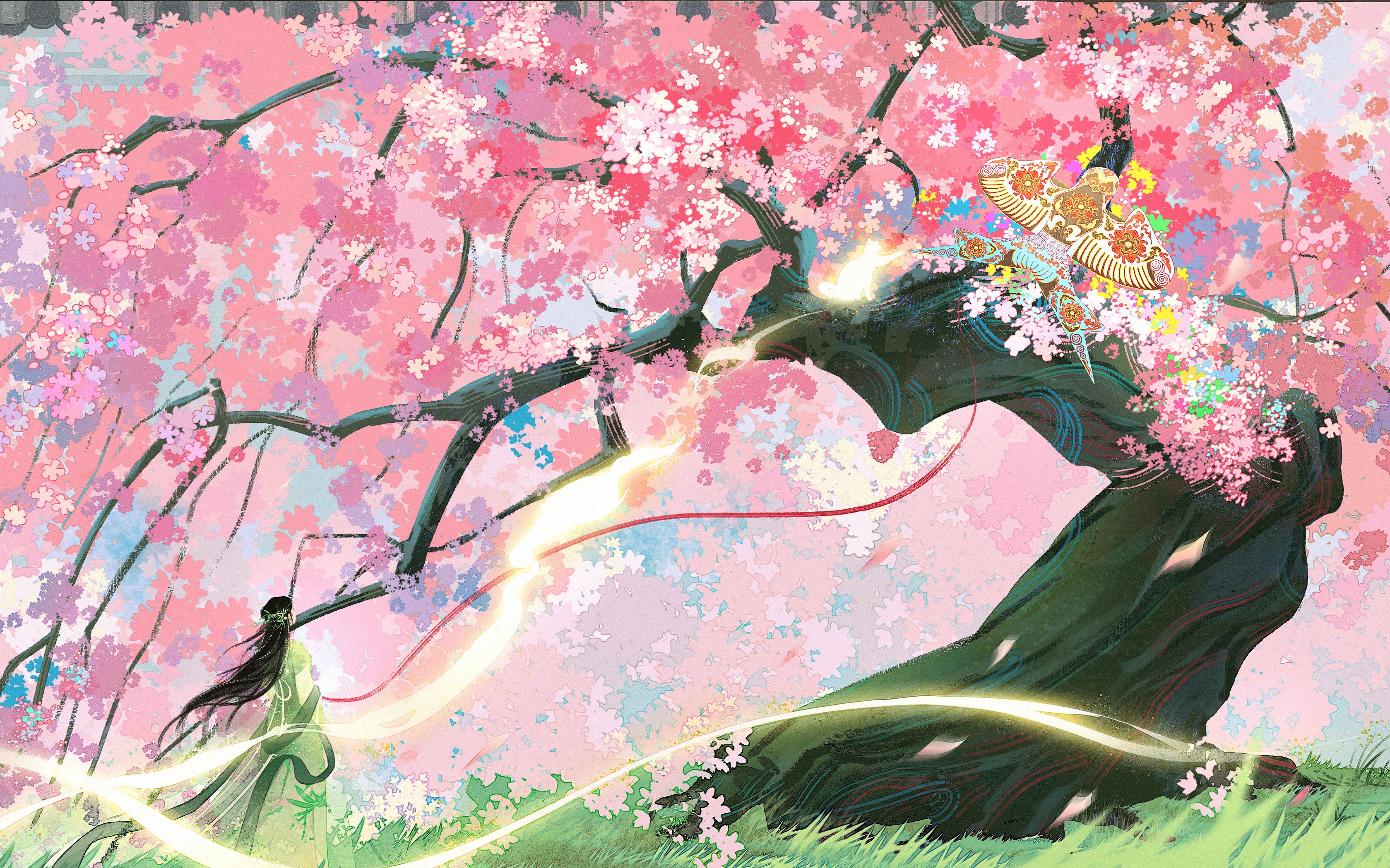 「繁花似锦」绘画过程,花树画法