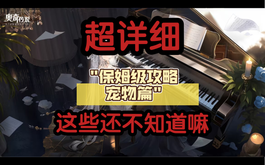 奥奇传说手游 超详细保姆级攻略宠物篇它来了,宠物的解读及必备精灵宠物配置的选择奥奇传说游戏解说