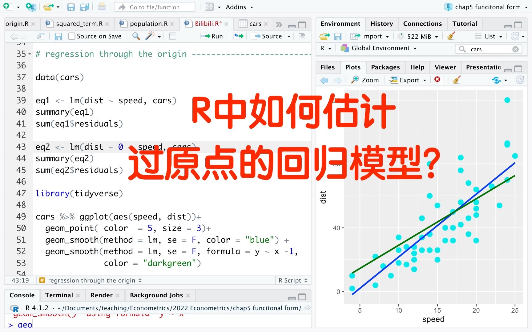 R中如何估计过原点的回归模型?哔哩哔哩bilibili