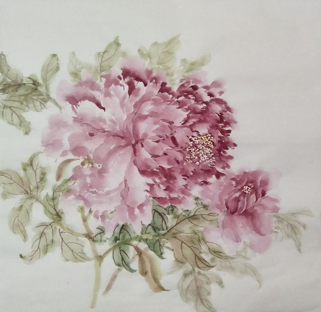 没骨画法牡丹小品._哔哩哔哩_bilibili