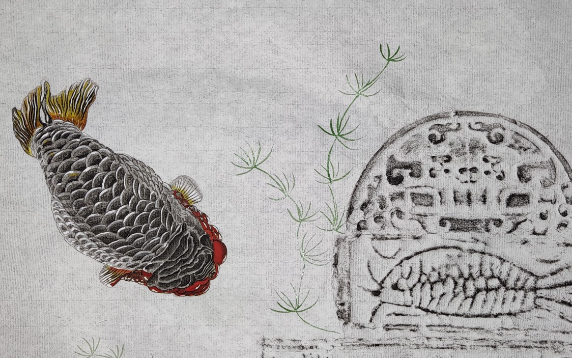 安巷三号 汉晋鱼纹古砖拓片 手绘兰寿金鱼_哔哩哔哩 (゜-゜)つロ 干杯