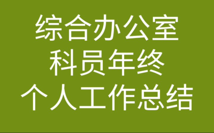 綜合辦公室科員年終個人工作總結