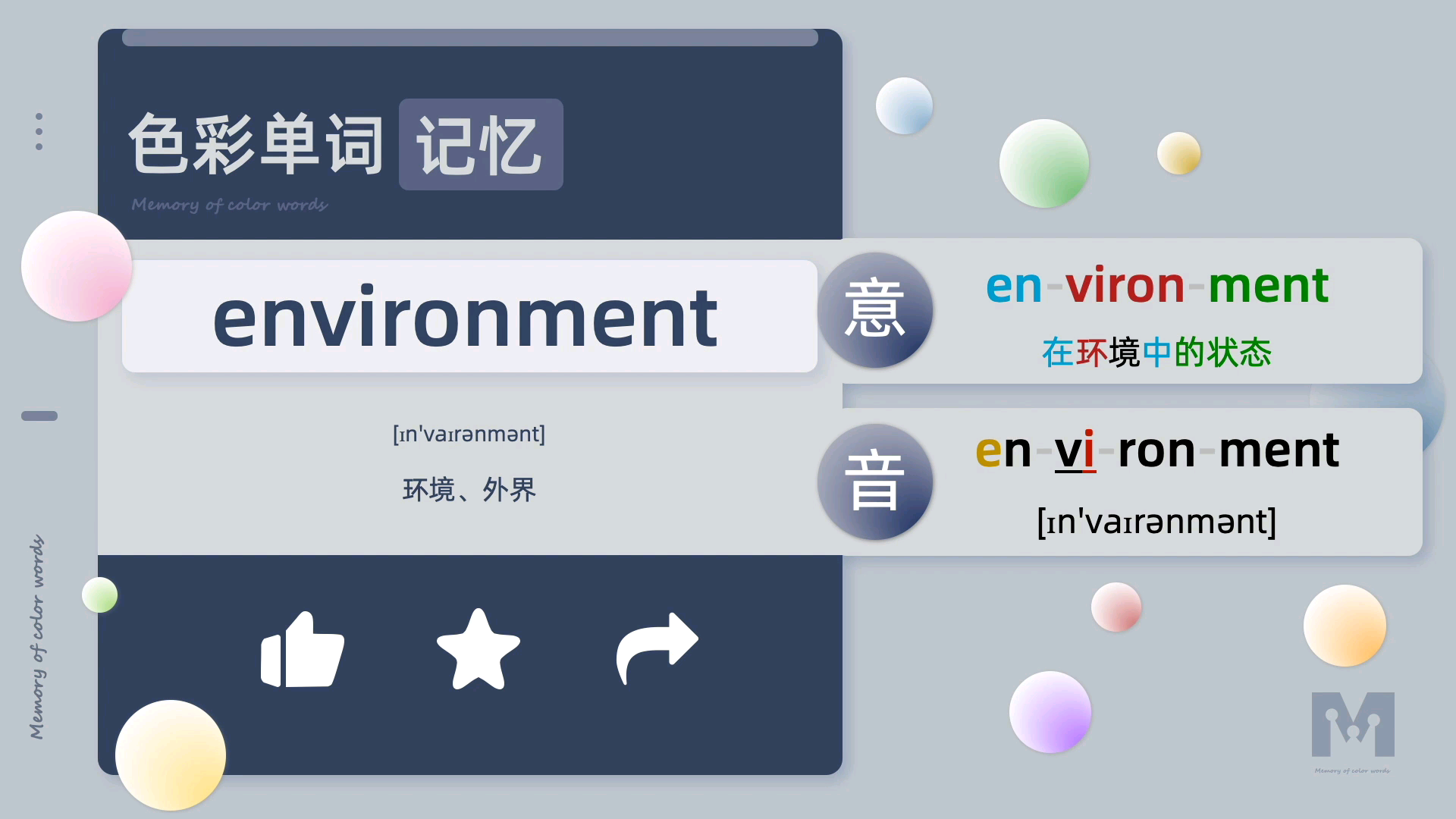 色彩单词记忆environment自然拼读词根词缀高中四级六级单词哔哩哔哩bilibili