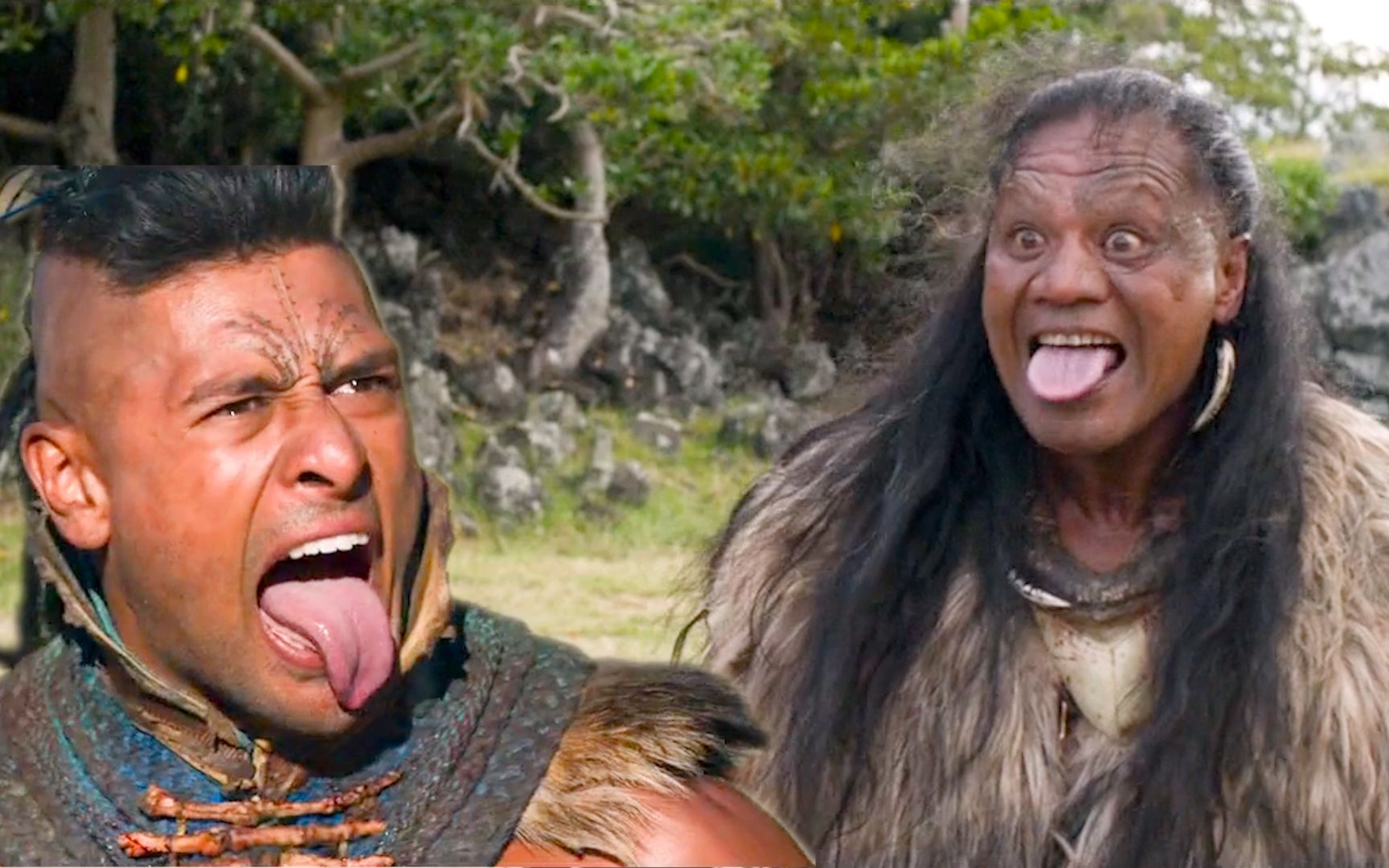 土著人打吐舌头互相嘲讽动作电影死地勇士