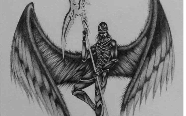 《绘画》原创圆珠笔绘,黒翼天使(下)完成作