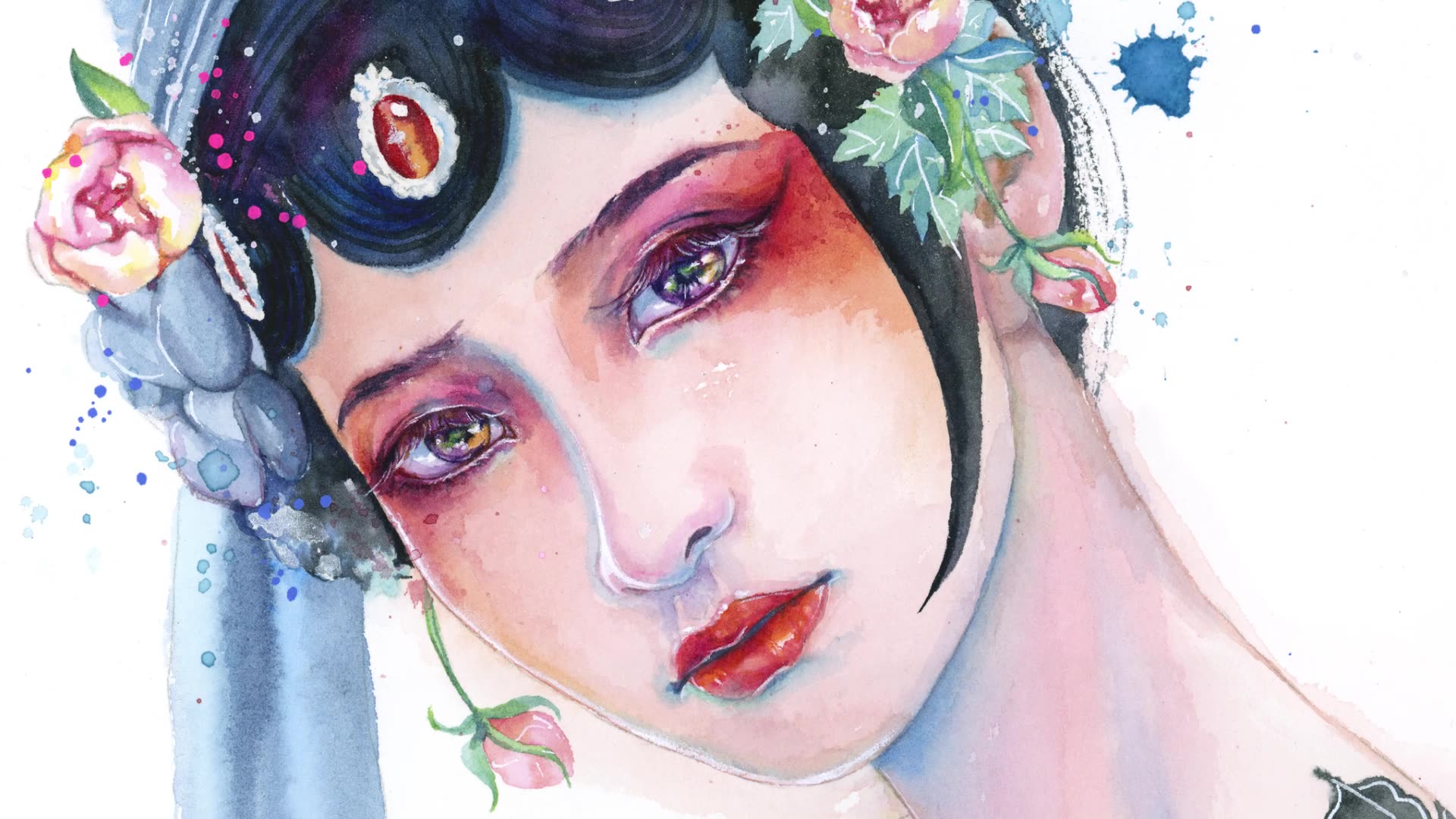 青衣褪去戏台分【水彩过程】 超白大叔