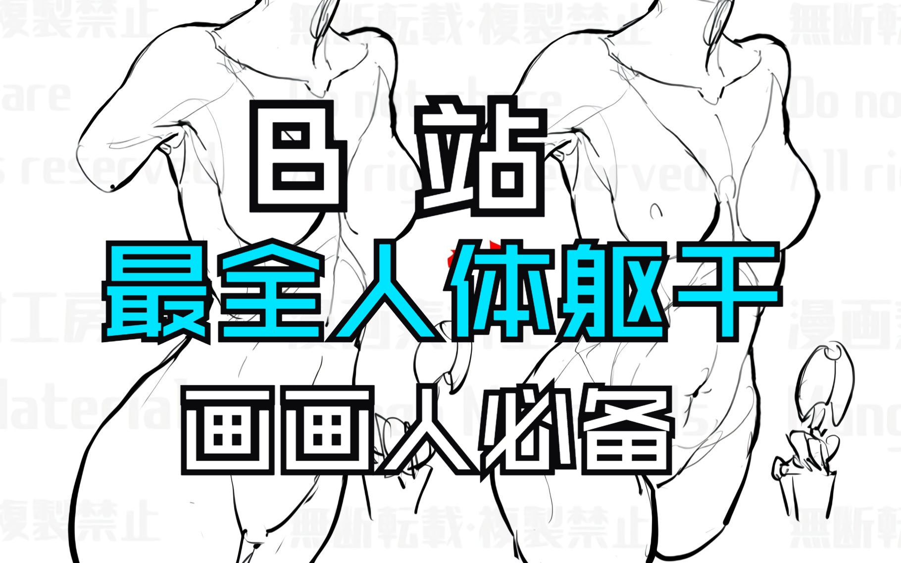 动漫人体结构躯干线稿集,专注人体躯干,助你打造出精细逼真的人体形态