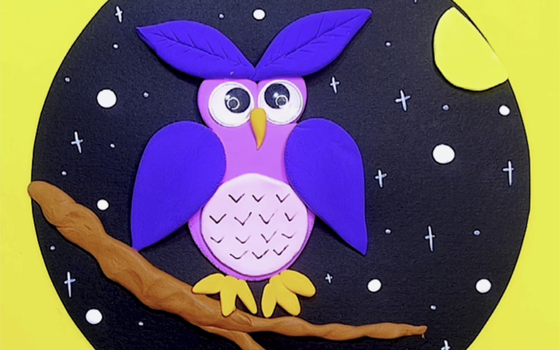 动物画:夜空中最亮的星星《粘土猫头鹰》