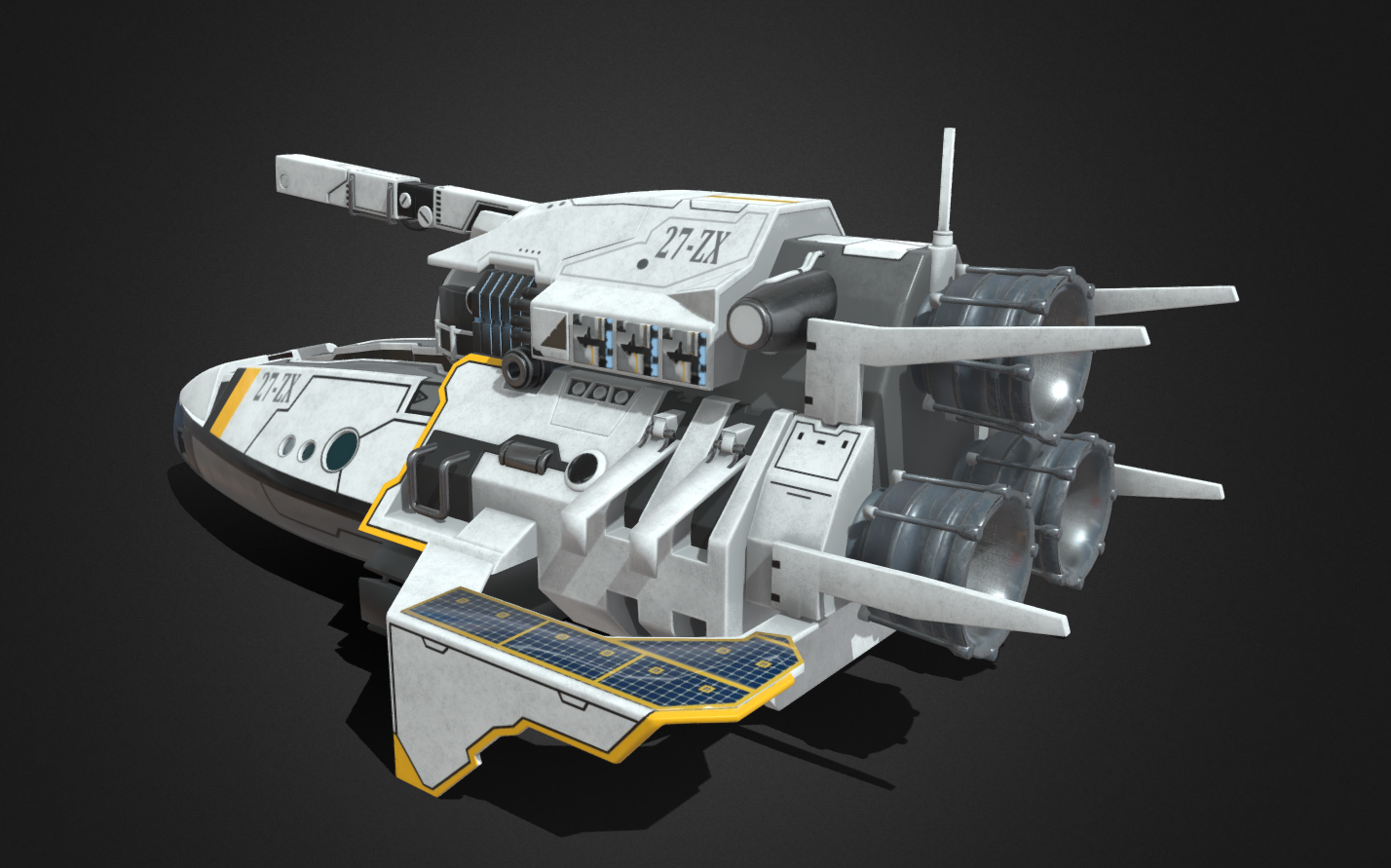 【maya游戏建模】次世代流程太空飞船3d建模