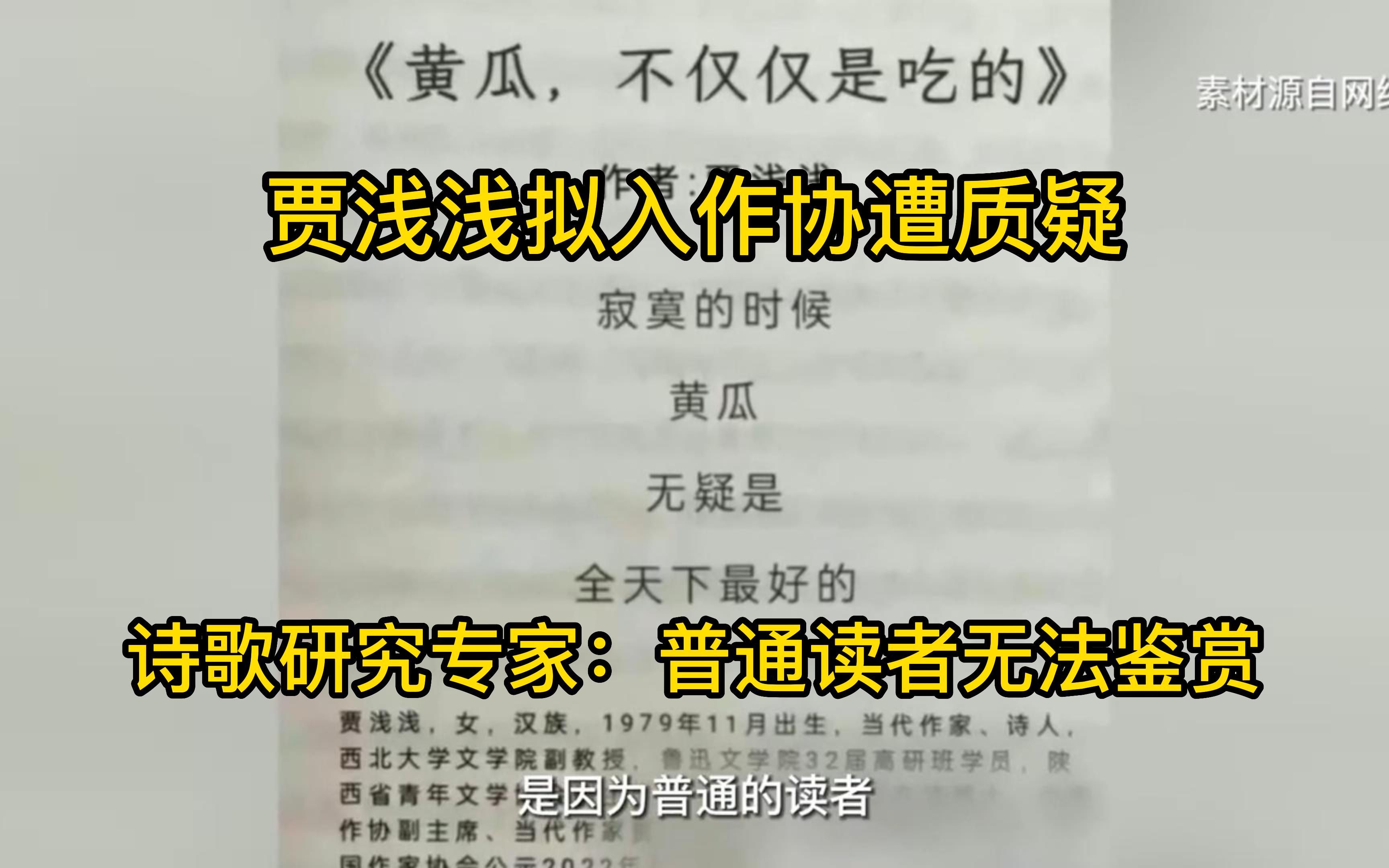 贾浅浅拟入作协遭质疑,诗歌研究专家:她够资格,和其父贾平凹无关,普通读者无法鉴赏哔哩哔哩bilibili