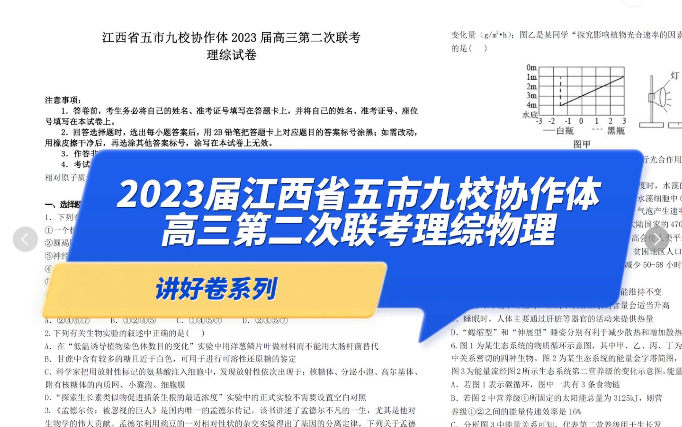 2023届江西省五市九校协作体高三第二次联考理综物理试题讲评哔哩哔哩bilibili