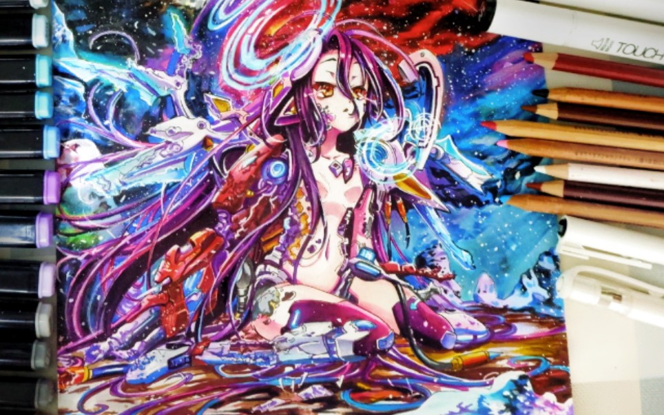 [图]掏肝作，休比！！！！！耗时一个月手绘挑战B站名画【战损休比】《NO GAME NO LIFE 游戏人生》正因为生来什么都没有，因此我们能拥有一切。让我来试试