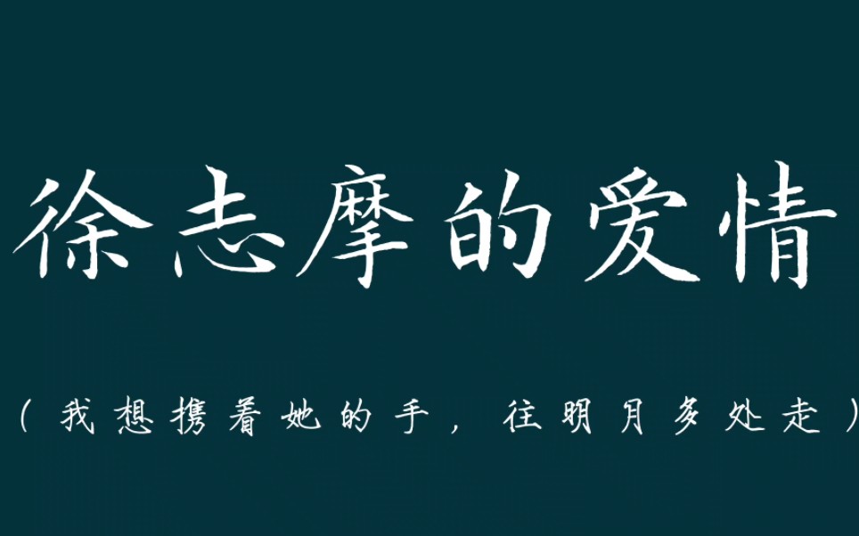 【我倚暖了石栏的青苔,青苔凉透了我的心坎】有很多人在徐志摩的诗里看见了自己|欢欣雀跃又孤注悲凉哔哩哔哩bilibili