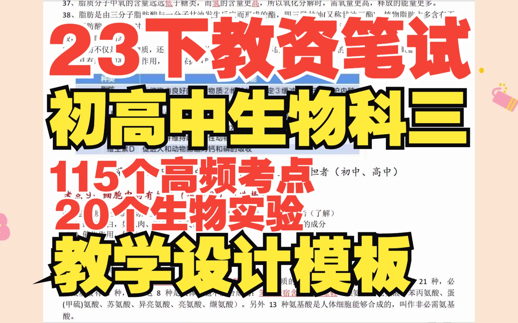 23下教资笔试,初高中生物科三高频考点加教学论教学设计模板,傻背必过哔哩哔哩bilibili